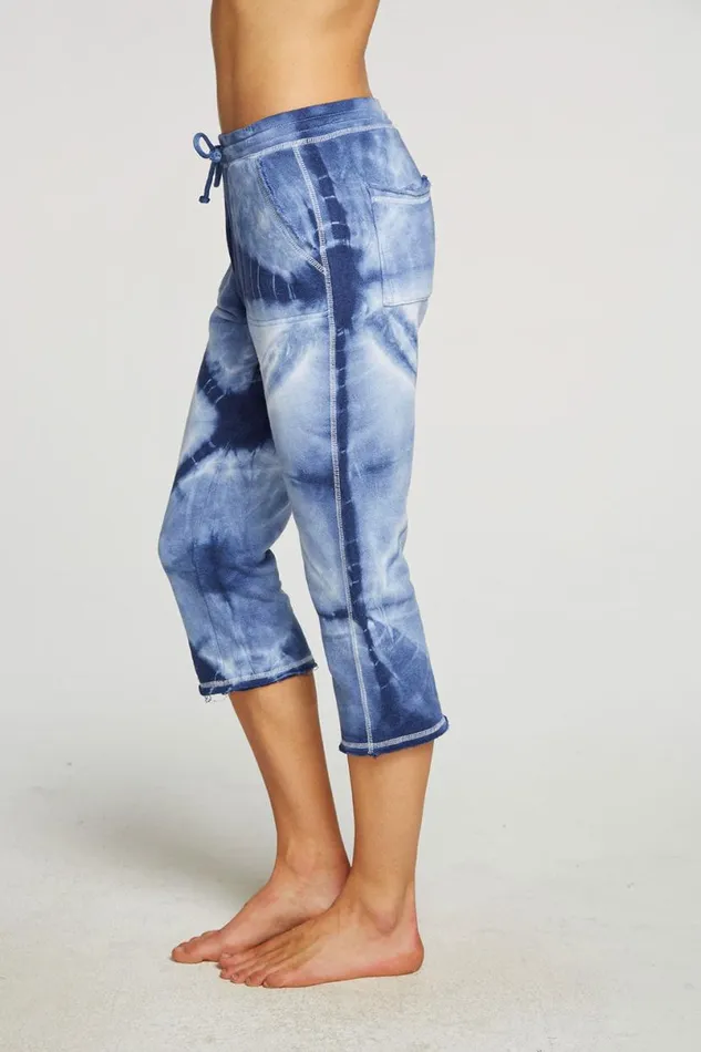 Womens Bottoms Chaser Brand Linen French Terry Cropped Relaxed Raw Edge Jogger