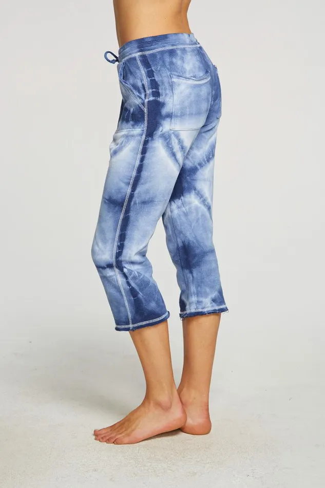 Womens Bottoms Chaser Brand Linen French Terry Cropped Relaxed Raw Edge Jogger
