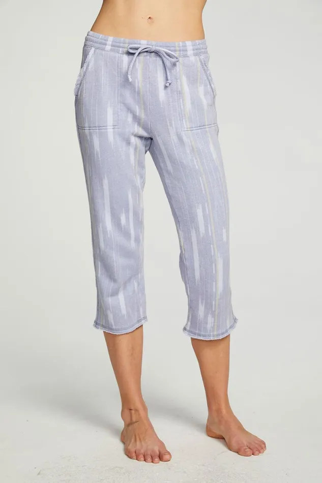Womens Bottoms Chaser Brand Linen French Terry Cropped Relaxed Raw Edge Jogger