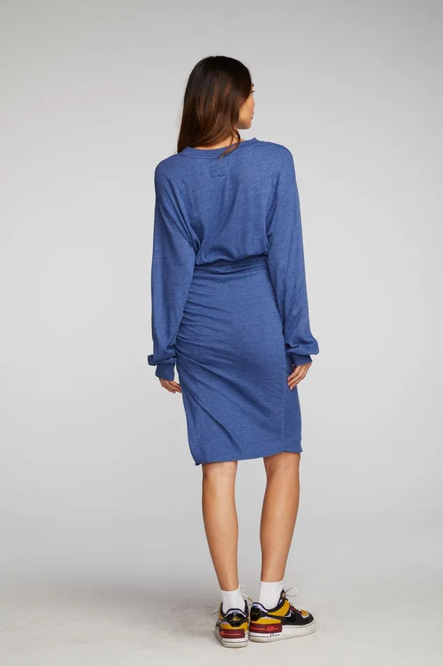 Womens Dresses Chaser Brand Triblend Midi Dress With Shirring At Waist And Side Slit