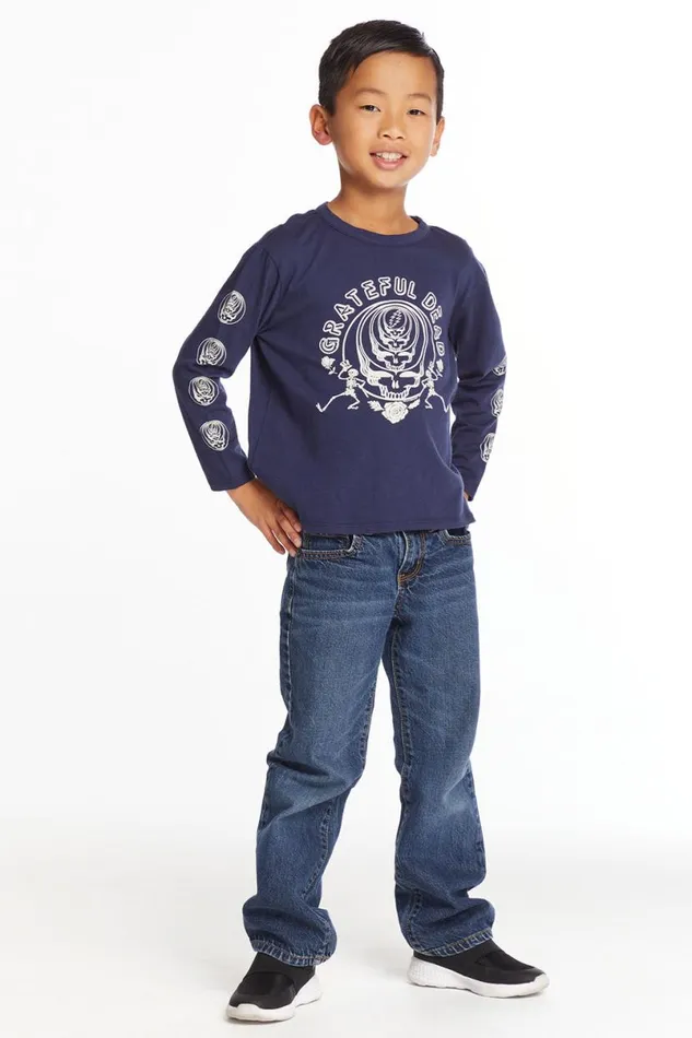 WomensKids Music Chaser Brand Grateful Dead Multi Steal Your Face Boys Long Sleeve Crew Neck Tee