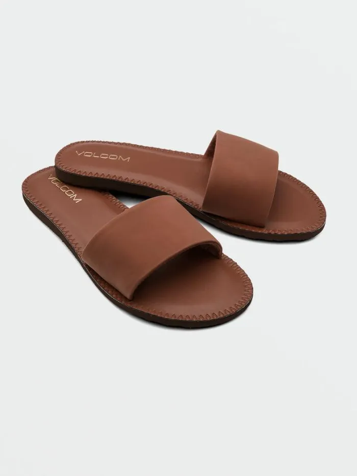 Womens Sandals Volcom Simple Slide Sandals 8211 Dark Clay