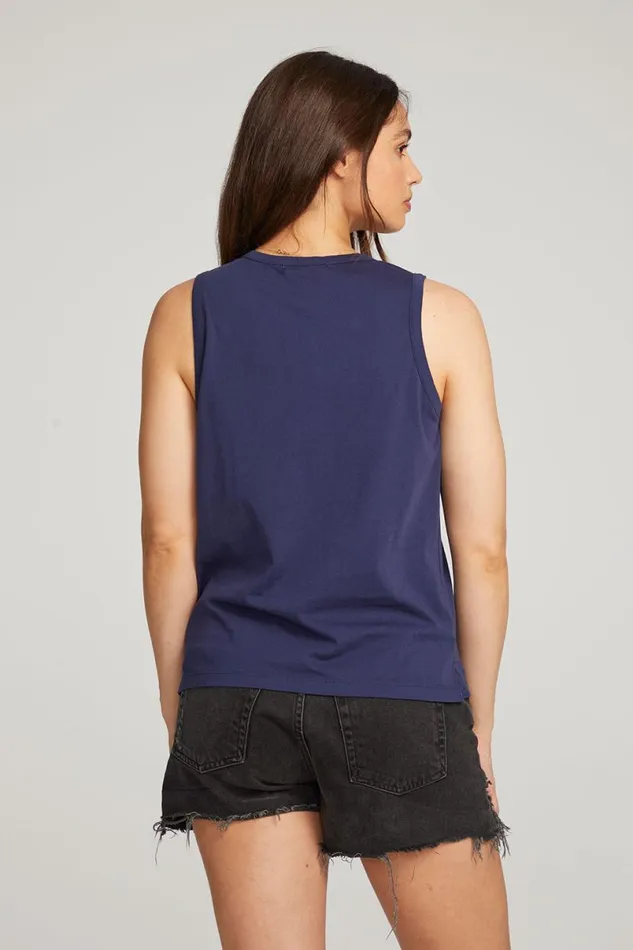 Womens Tops Chaser Brand Basic Sapphire Slit Tank