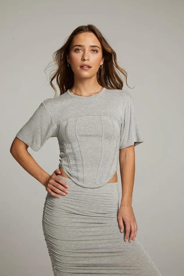 Womens Tops Chaser Brand Bayside Heather Grey Tee