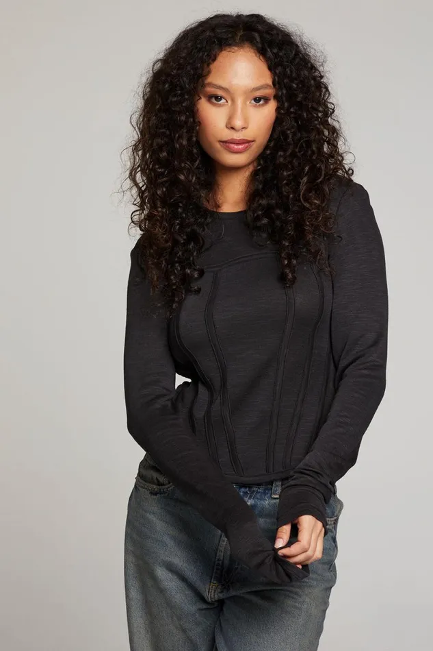 Womens Tops Chaser Brand Baysidee Licorice Long Sleeve