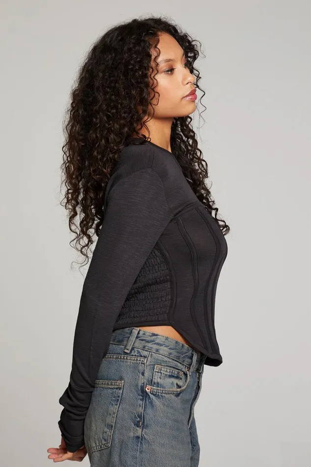 Womens Tops Chaser Brand Baysidee Licorice Long Sleeve