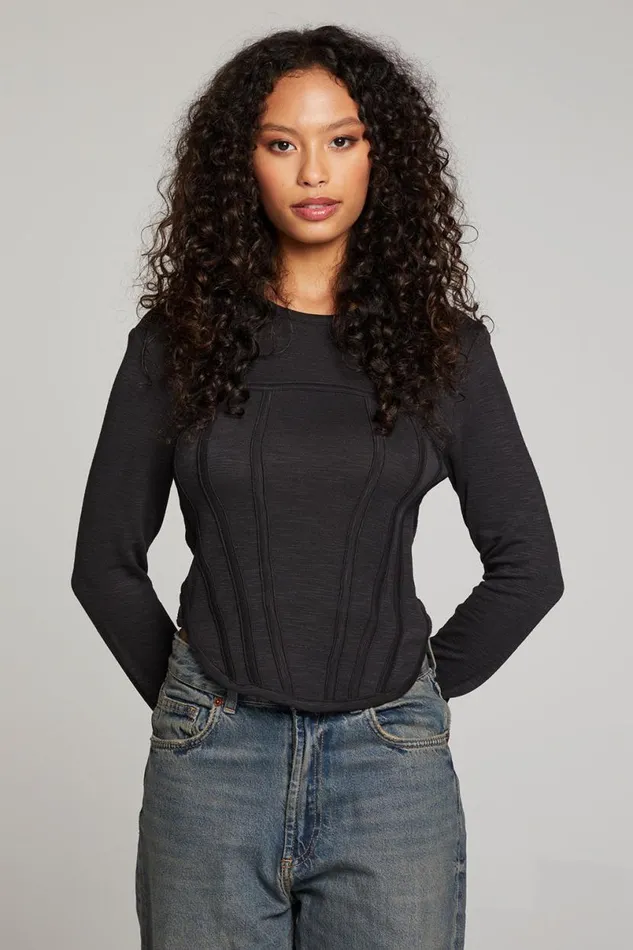 Womens Tops Chaser Brand Baysidee Licorice Long Sleeve