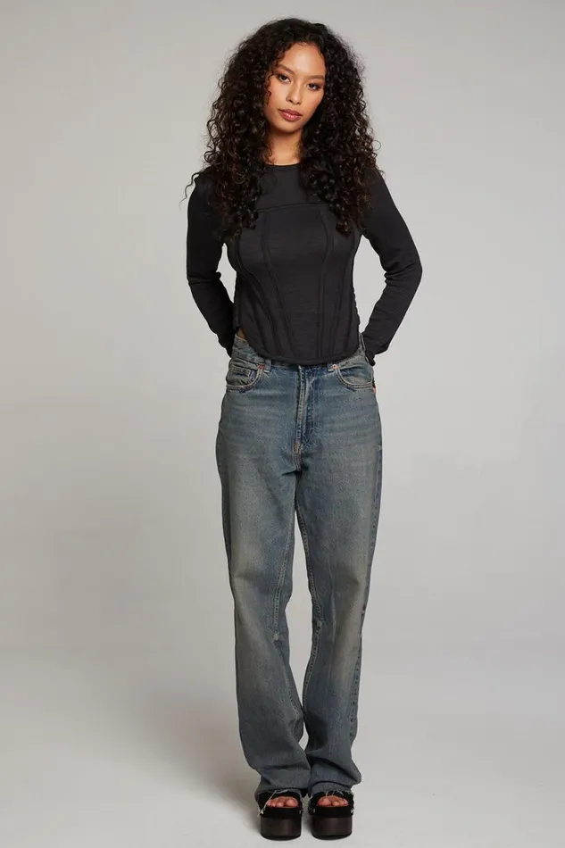 Womens Tops Chaser Brand Baysidee Licorice Long Sleeve