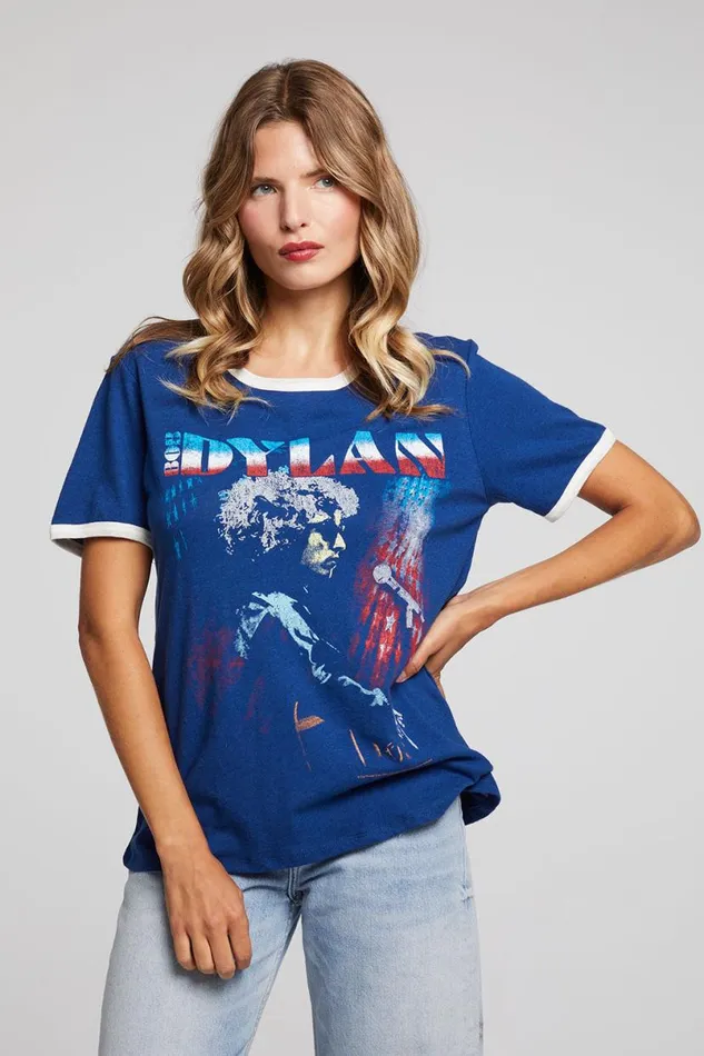 Womens Tops Chaser Brand Bob Dylan Stars And Stripes Praiano Tee
