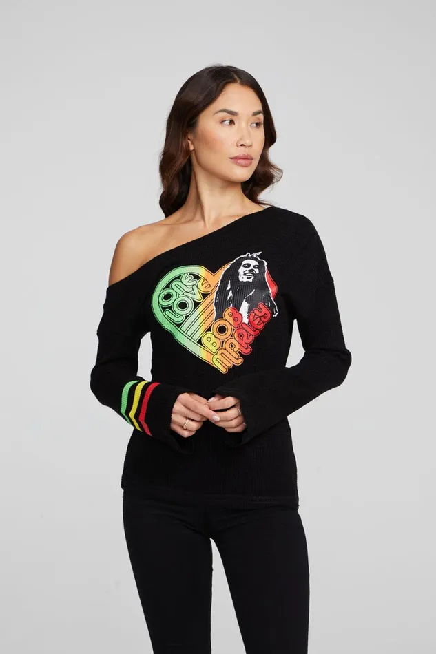 Womens Tops Chaser Brand Bob Marley One Love Long Sleeve