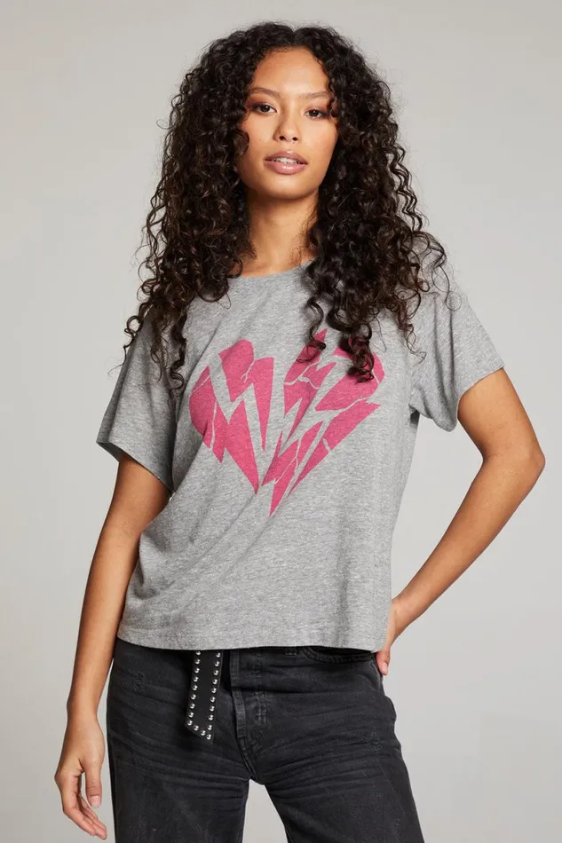 Womens Tops Chaser Brand Broken Heart Tee