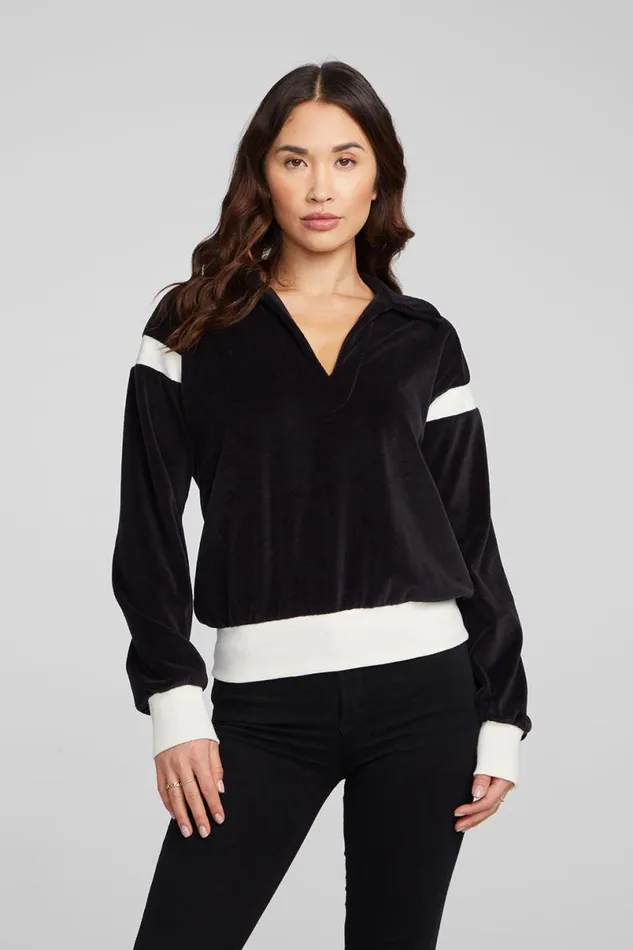 Womens Tops Chaser Brand Brooke Shadow Black Blouse