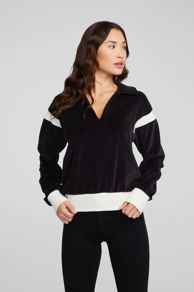 Womens Tops Chaser Brand Brooke Shadow Black Blouse
