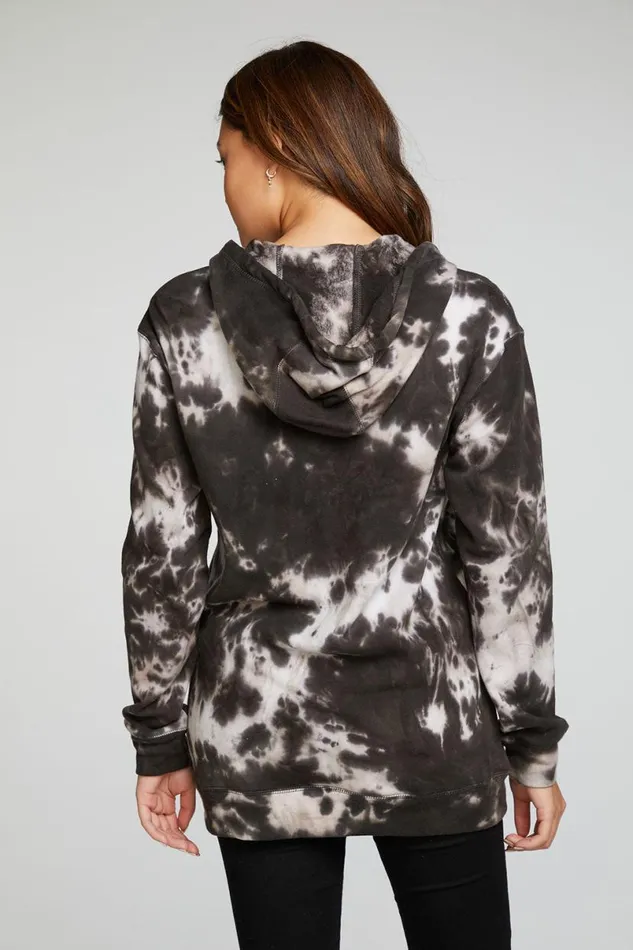 Womens Tops Chaser Brand Cotton Fleece Long Sleeve Zip Up Tunic Length Hoodie