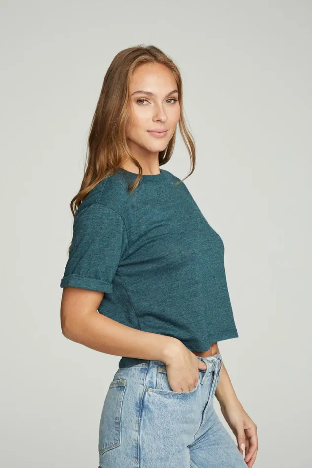 Womens Tops Chaser Brand Cropped Crew Neck Short Sleeve Tee