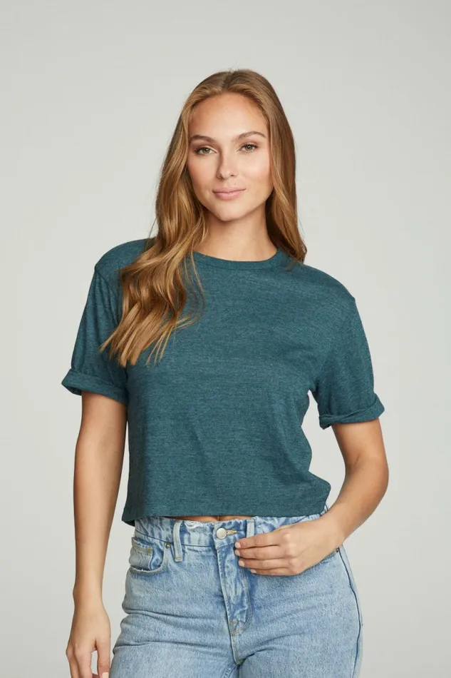 Womens Tops Chaser Brand Cropped Crew Neck Short Sleeve Tee