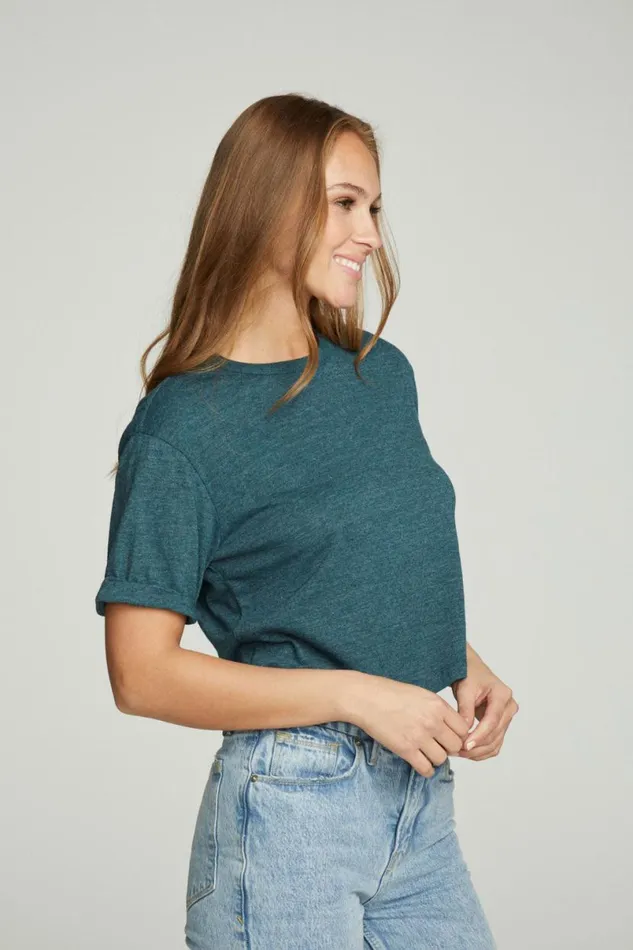 Womens Tops Chaser Brand Cropped Crew Neck Short Sleeve Tee