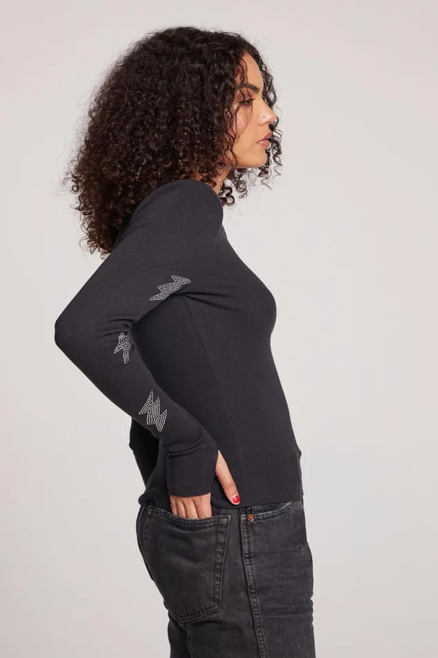 Womens Tops Chaser Brand Embellished Bolts Long Sleeve