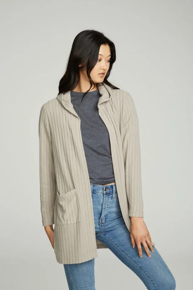 Womens Tops Chaser Brand Hooded Open Duster Cardigan With Pockets