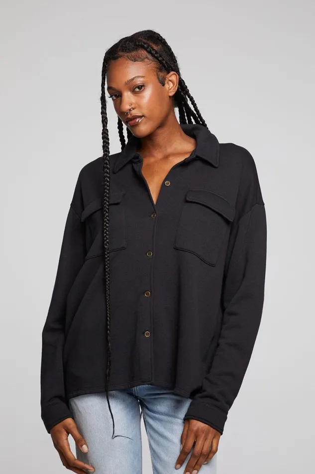 Womens Tops Chaser Brand Hyde Licorice Button Down
