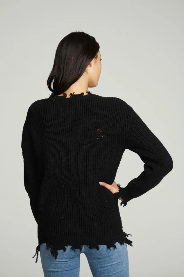 Womens Tops Chaser Brand Long Sleeve Crew Neck Deconstructed Sweater Pullover