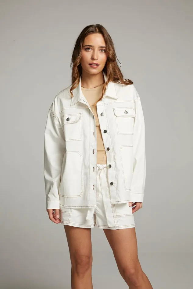 Womens Tops Chaser Brand Louise White Button Down