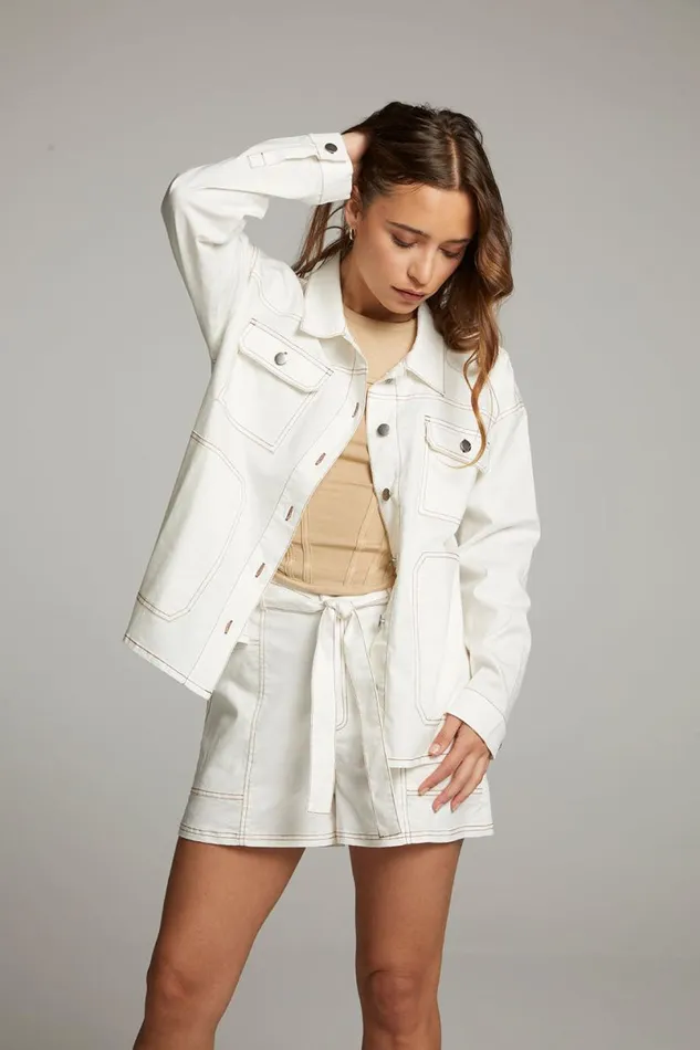 Womens Tops Chaser Brand Louise White Button Down