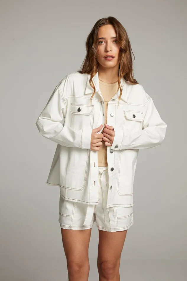 Womens Tops Chaser Brand Louise White Button Down