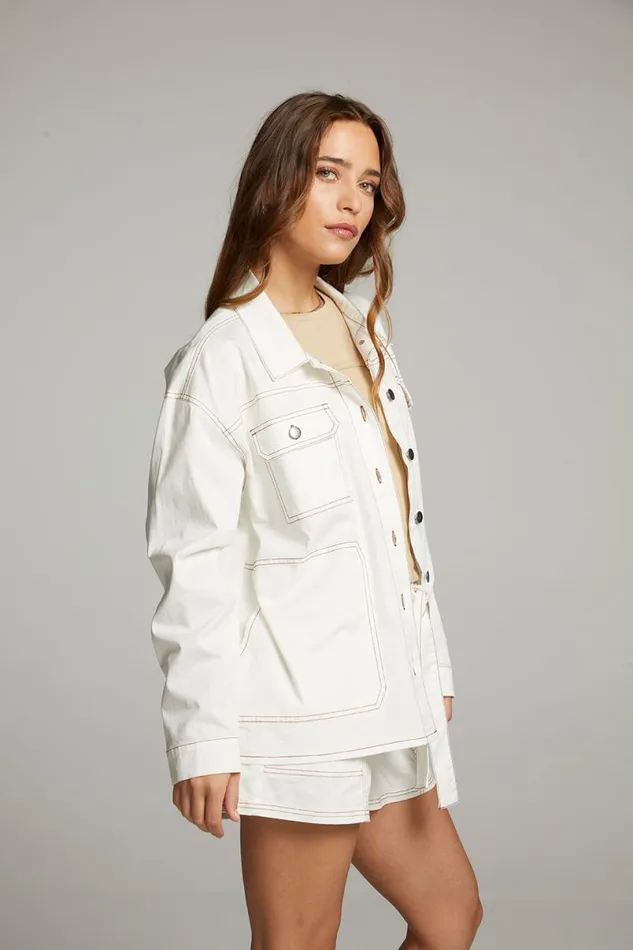 Womens Tops Chaser Brand Louise White Button Down