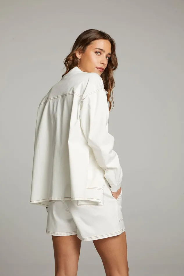 Womens Tops Chaser Brand Louise White Button Down