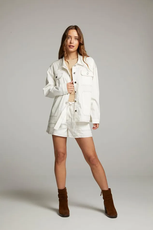 Womens Tops Chaser Brand Louise White Button Down