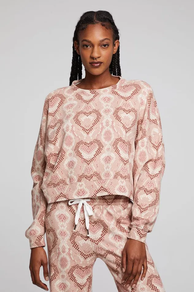 Womens Tops Chaser Brand Love Snake Pullover