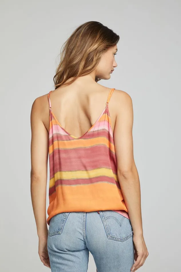 Womens Tops Chaser Brand Lucca Tank Top 8211 Sunset Stripe