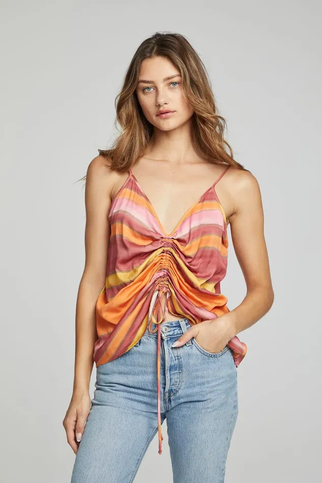 Womens Tops Chaser Brand Lucca Tank Top 8211 Sunset Stripe