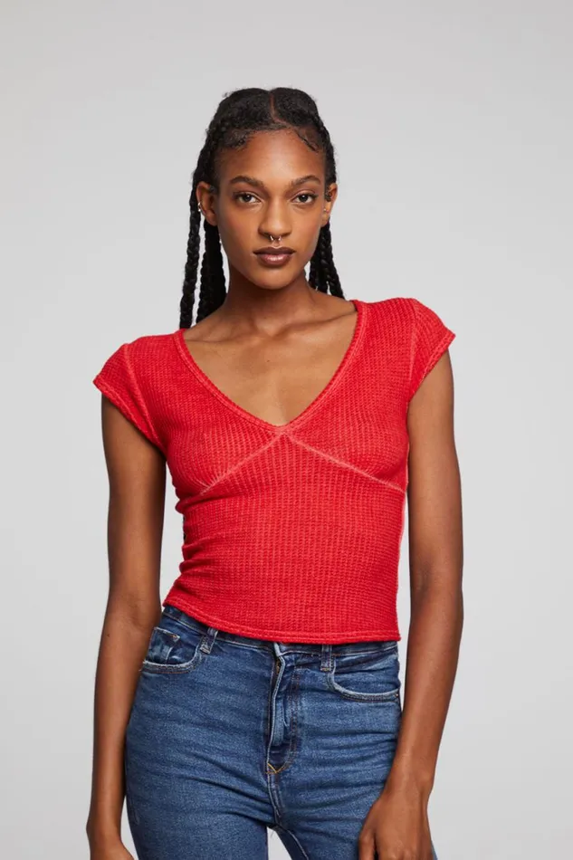 Womens Tops Chaser Brand Page Crimson Tee