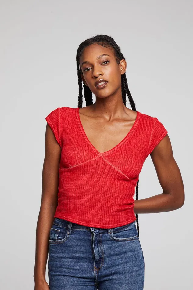 Womens Tops Chaser Brand Page Crimson Tee