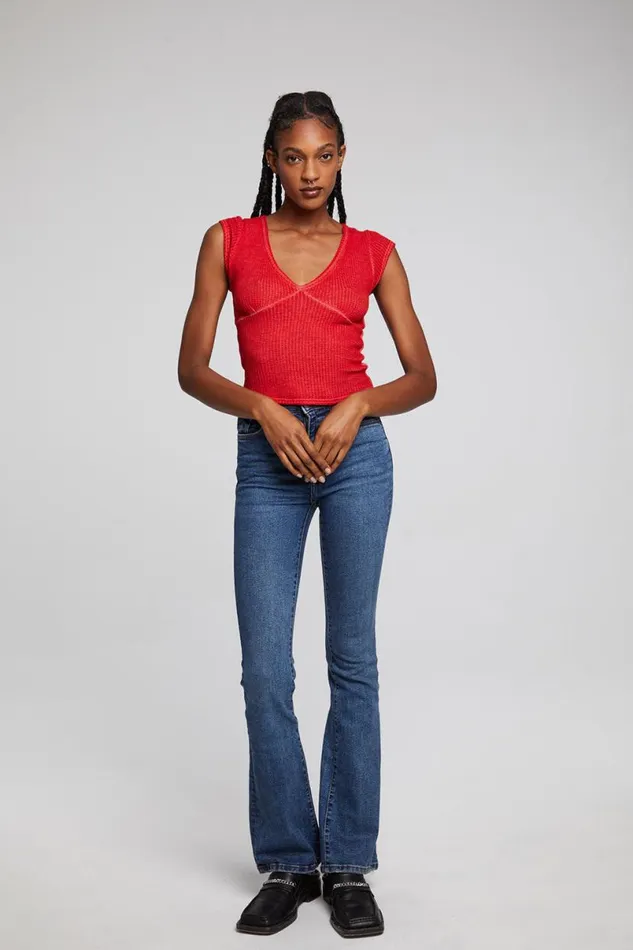 Womens Tops Chaser Brand Page Crimson Tee