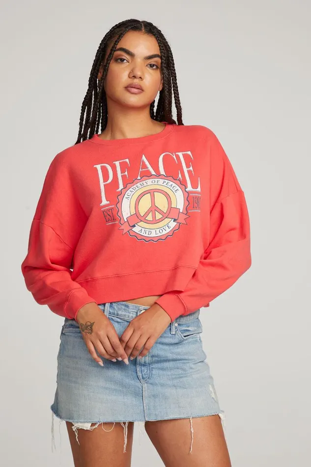 Womens Tops Chaser Brand Peace Academy Pullover