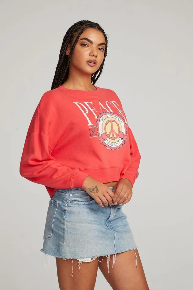 Womens Tops Chaser Brand Peace Academy Pullover