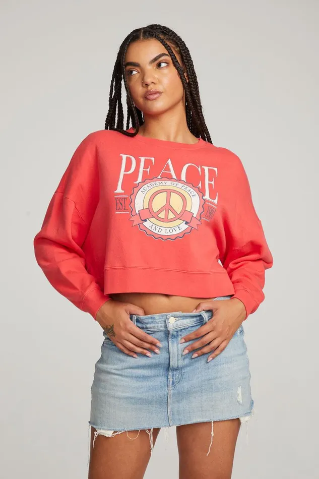 Womens Tops Chaser Brand Peace Academy Pullover