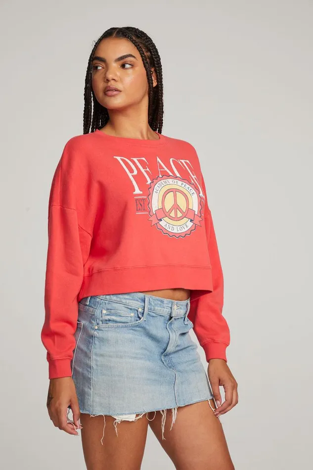 Womens Tops Chaser Brand Peace Academy Pullover