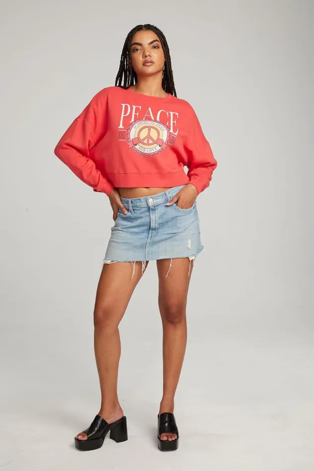 Womens Tops Chaser Brand Peace Academy Pullover