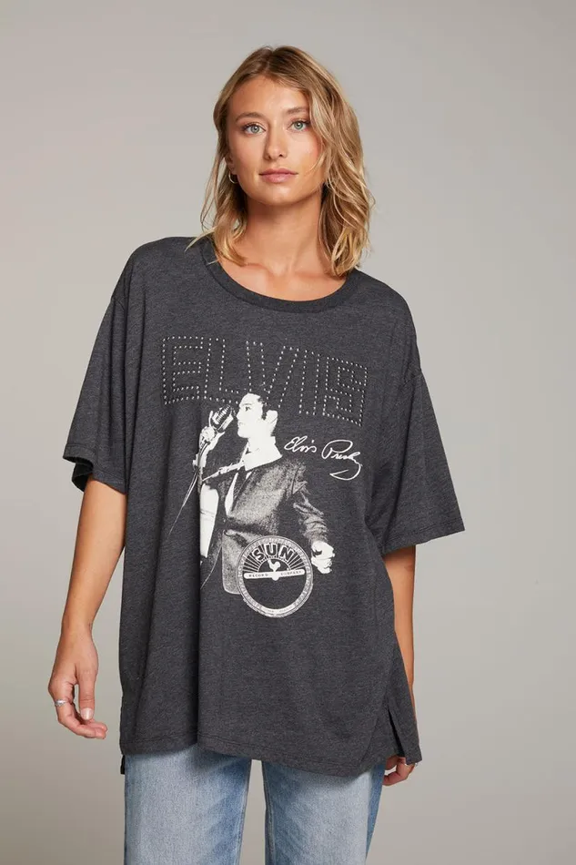 Womens Tops Chaser Brand Sun Records Elvis Oversized Tee