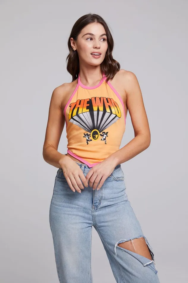 Womens Tops Chaser Brand The Who Keith Moon Wallflower Halter Top