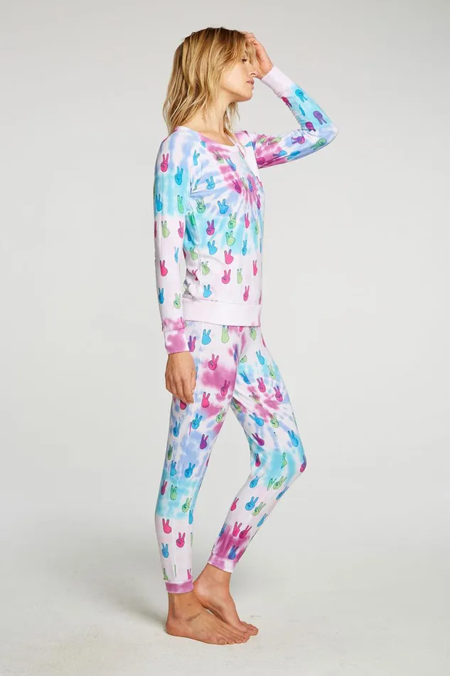 Womens Tops Chaser Brand Tie Dye Peace Out Pullover