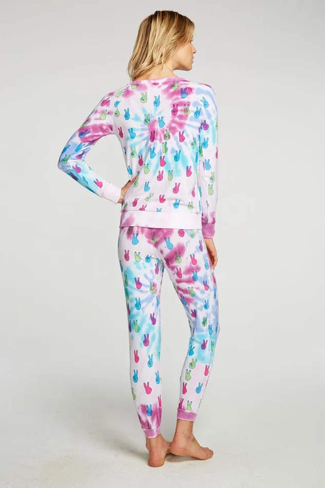 Womens Tops Chaser Brand Tie Dye Peace Out Pullover