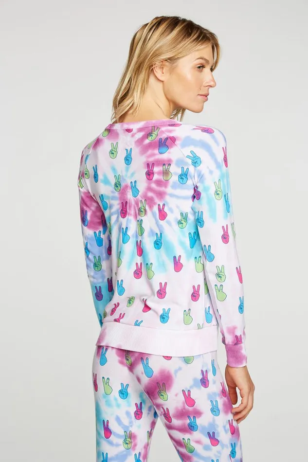 Womens Tops Chaser Brand Tie Dye Peace Out Pullover