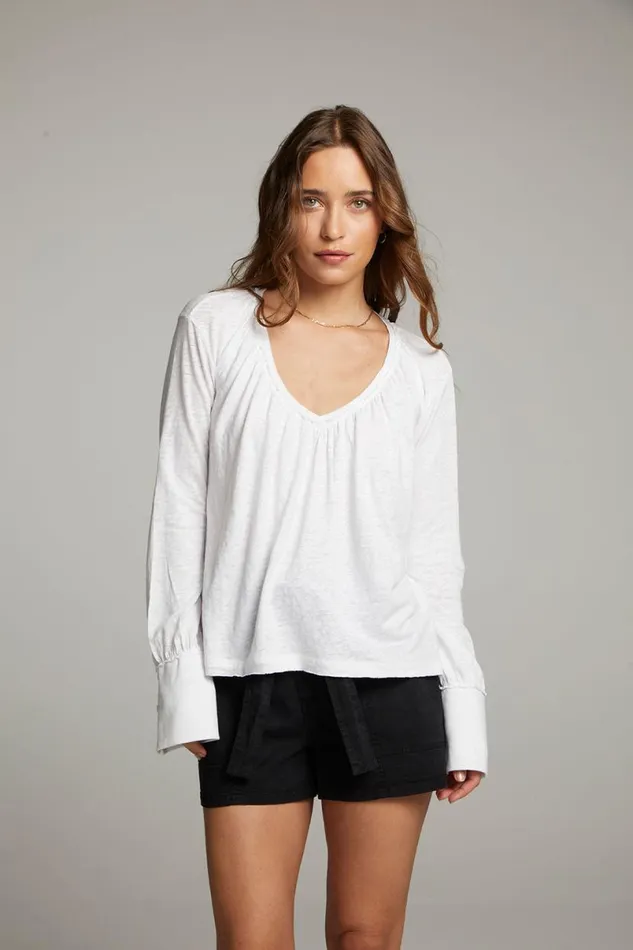 Womens Tops Chaser Brand Warren White Blouse