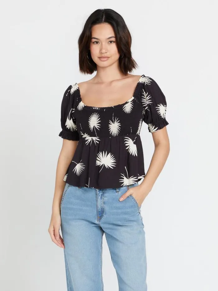 Womens Tops Volcom Folk Yeah Top 8211 Black White