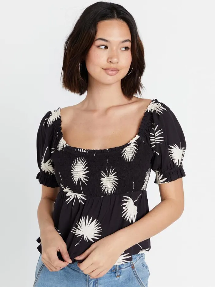 Womens Tops Volcom Folk Yeah Top 8211 Black White